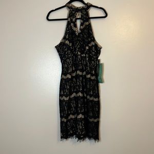 A formal black laced dress